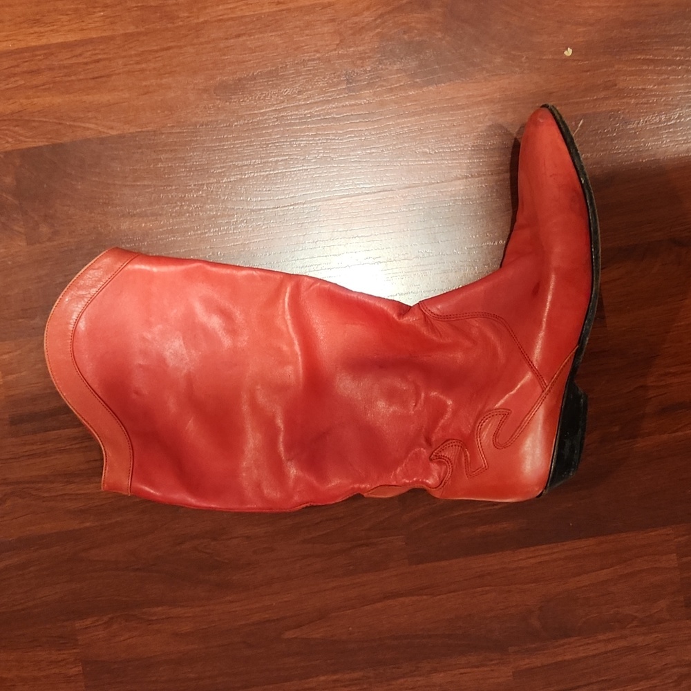 Vintage red leather boots